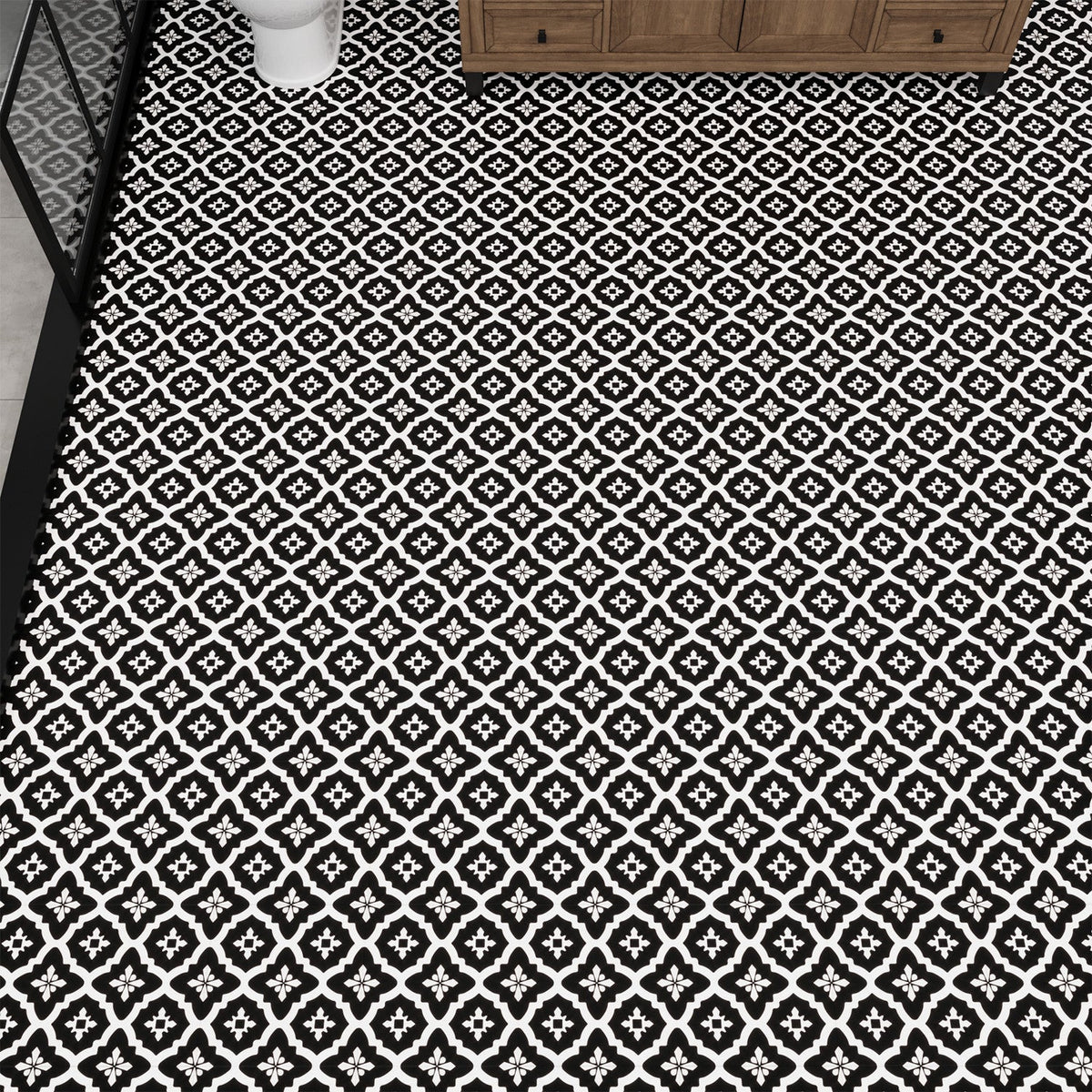 Lucida USA Dark Venetian Black Patterned Look 12-mil x 12-in W x 12-in L Waterproof Peel and Stick Vinyl Tile Flooring (36-sq ft/ Carton)
