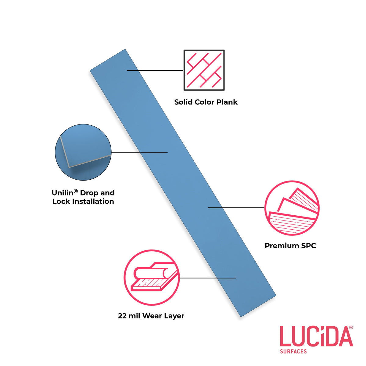 Lucida USA MonoCore Marshmallow White 22-mil x 5-4/5-in W x 36-in L Waterproof Interlocking Luxury Vinyl Plank Flooring (13-sq ft/ Carton)