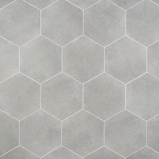 Artmore Tile Bower Hex Gray 12-in x 15-in Matte Porcelain Cement look Hexagon Floor and Wall Tile product image
