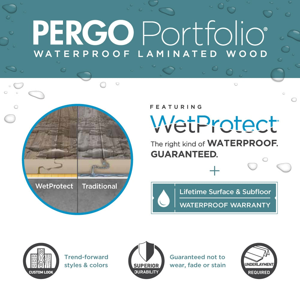 Pergo Portfolio + WetProtect Waterfall Oak Waterproof Laminate Flooring