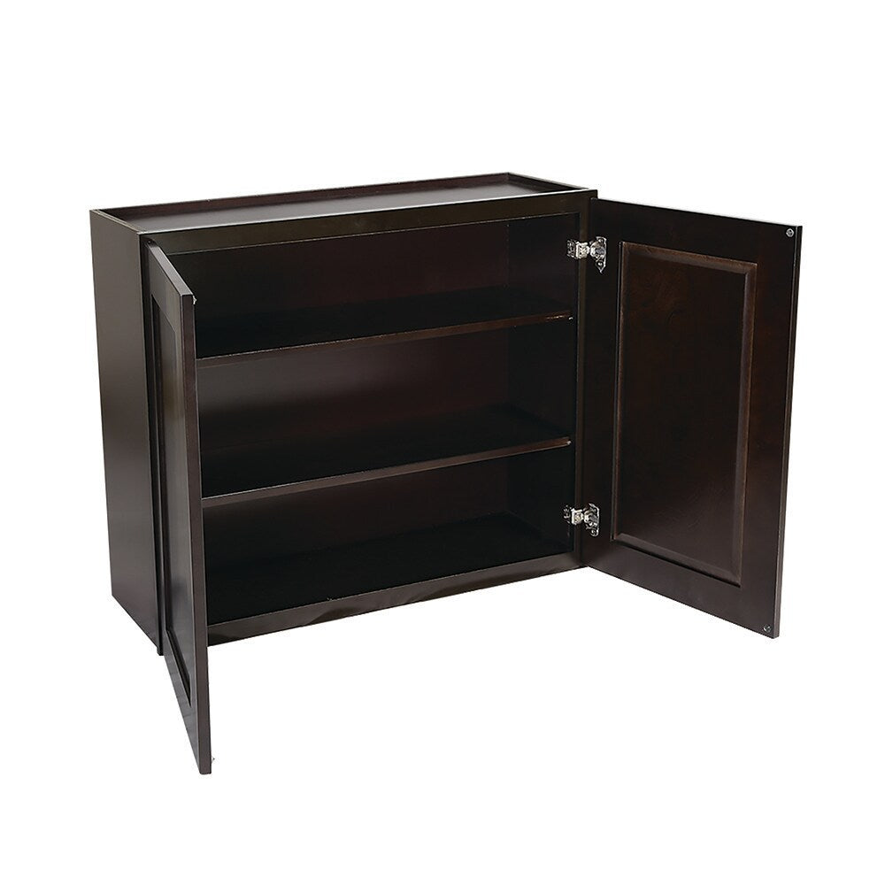 Design House Brookings 33-in W x 36-in H x 12-in D Espresso Maple Wall Ready To Assemble Plywood Cabinet (Recessed Panel Shaker Door Style)
