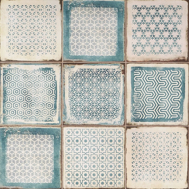 Artmore Tile Coronado Deco Blue 8-in x 8-in Matte Porcelain Encaustic Floor and Wall Tile product image