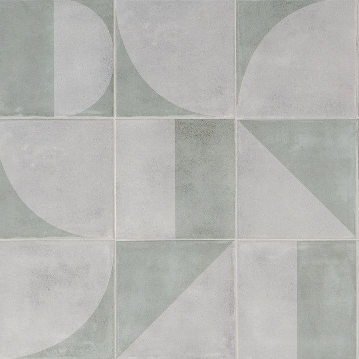 Artmore Tile James Green 8-in x 8-in Matte Porcelain Encaustic Floor and Wall Tile product image