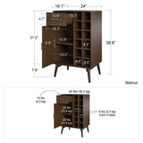 Ameriwood Home Brittany 24-in x 38.8-in Brown Rectangle Bar Cabinet