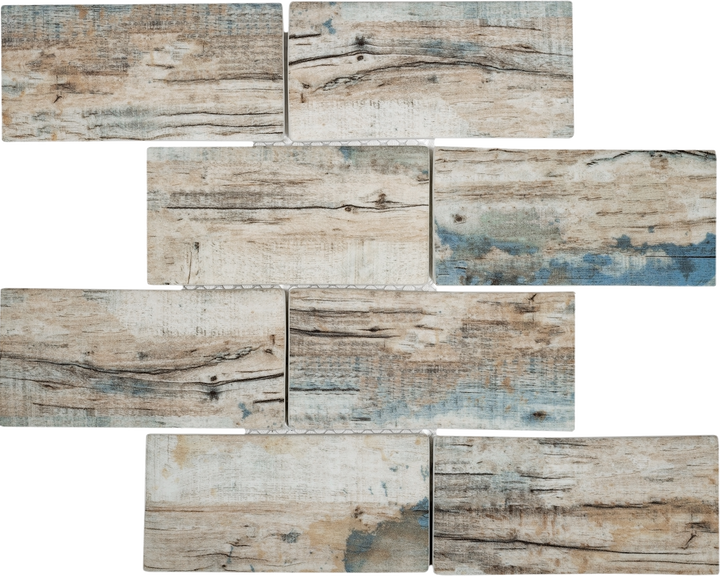 Apollo Tile Beige and Gray 11-in x 12-in Matte Recycled Glass Brick Wood Look Wall Tile (9.18-sq. ft/ Carton)