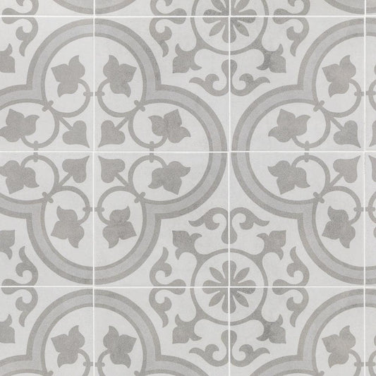 Artmore Tile Cabello Silver Ornate 9-in x 9-in Matte Porcelain Encaustic Floor and Wall Tile product image