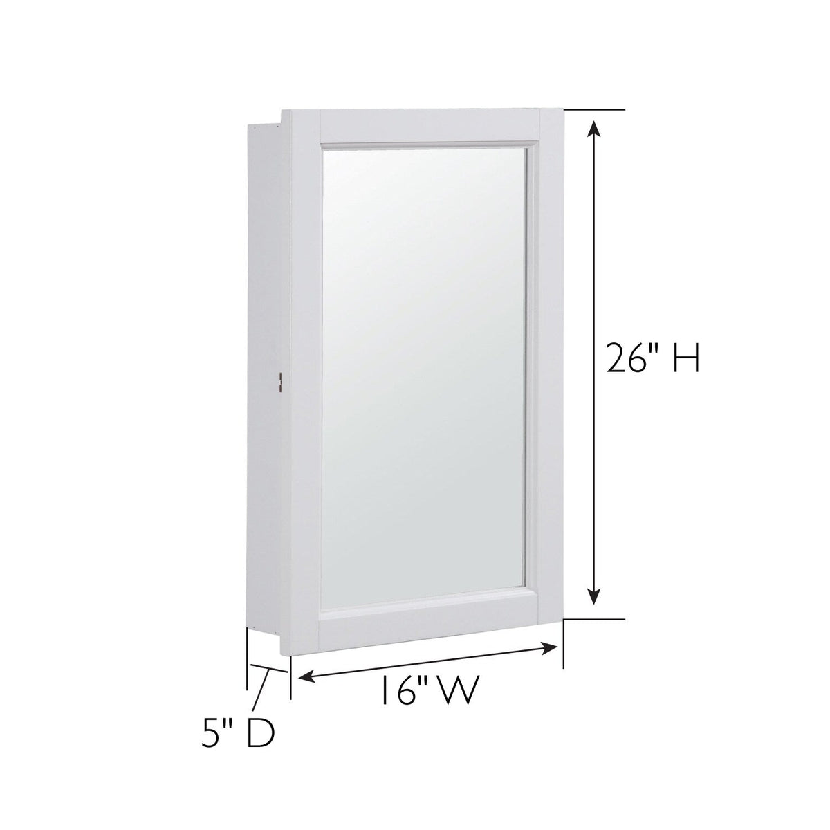 Design House Concord 16-in x 26-in Surface Mount White Mirrored Medicine Cabinet