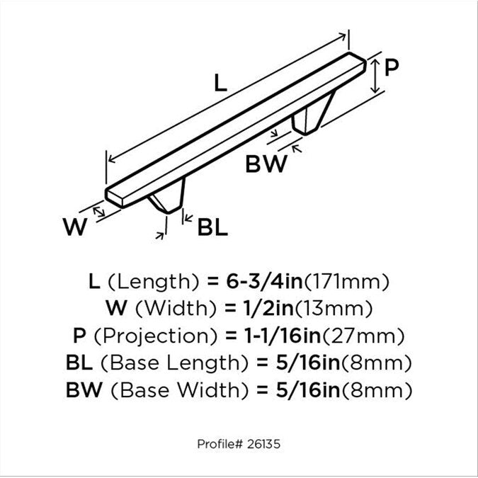 Amerock Sleek 3-3/4-in (96mm) Center to Center Satin Nickel Rectangular Bar Drawer Pull