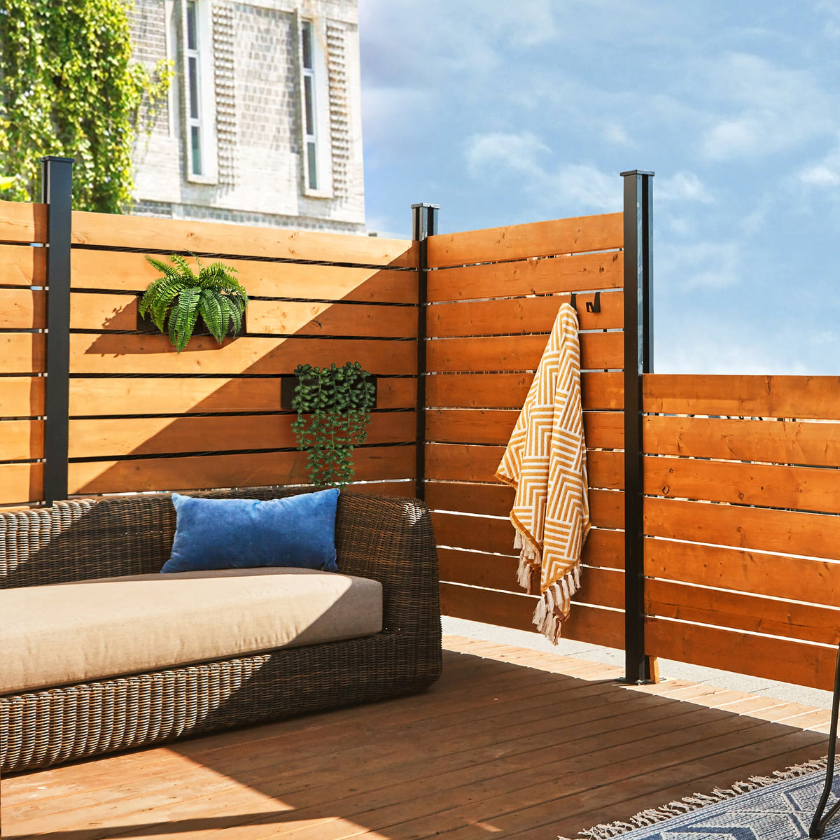 HOFT B4 Corner Post 3-ft x 44-in Black Aluminum Deck Rail Kit