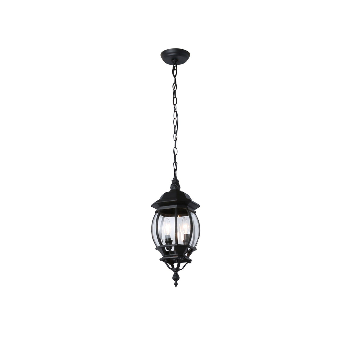 Portfolio Black Traditional Clear Glass Globe Outdoor Hanging Pendant Light, 3-Light, 20.67-in H x 8.43-in W