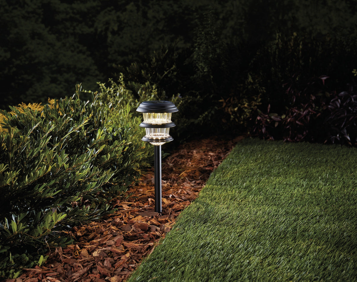 Portfolio 4-Pack 8x Brighter (9.6-Lumen) Black Solar Integrated LED Path Light Kit, 3500K Warm White