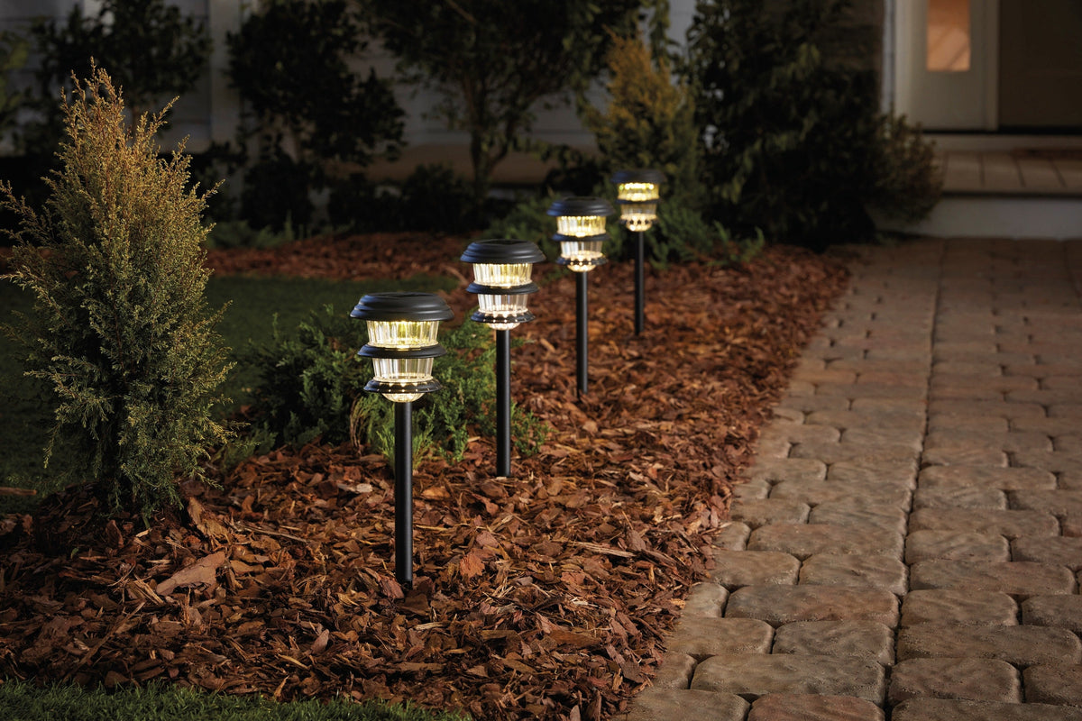 Portfolio 4-Pack 8x Brighter (9.6-Lumen) Black Solar Integrated LED Path Light Kit, 3500K Warm White