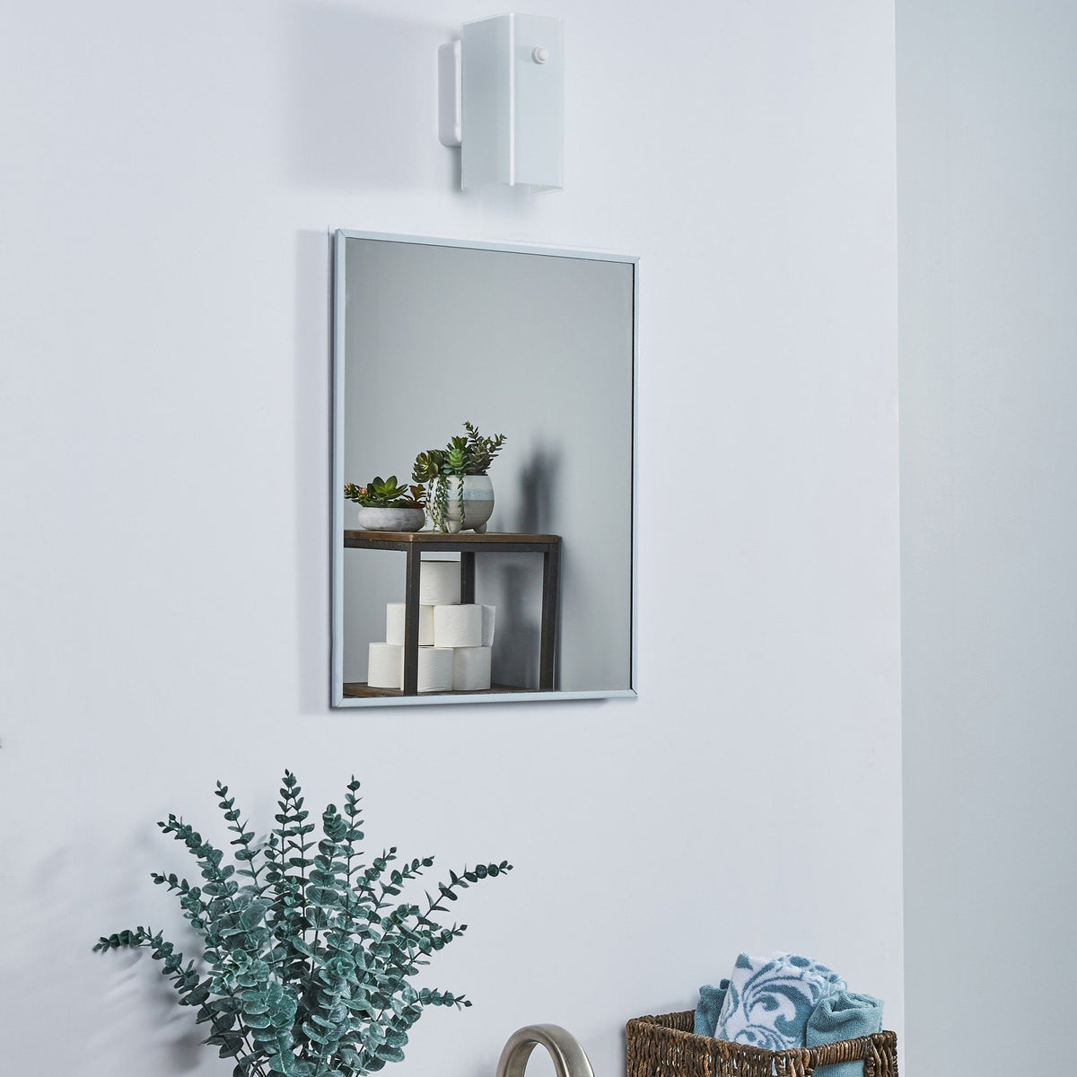 Project Source 16.13-in x 20.13-in Surface/Recessed Mount Stainless Steel Mirrored Medicine Cabinet
