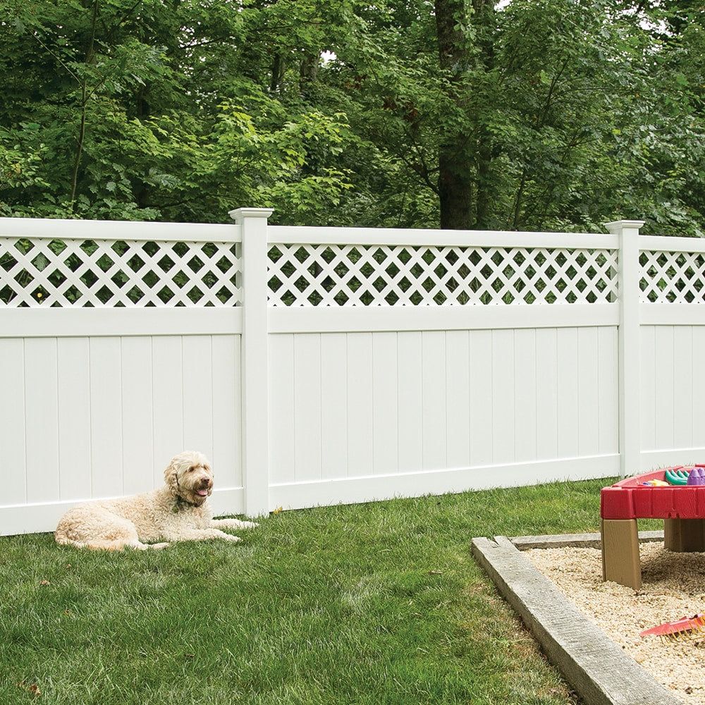 Freedom Conway 4.75-ft H x 8-ft W White Vinyl Fence Panel (Unassembled)