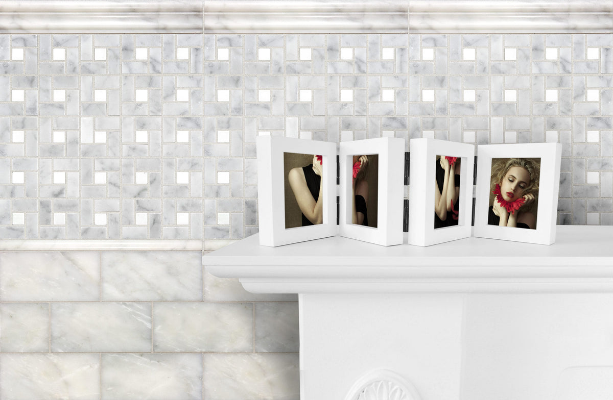 Satori Venatino Polished Natural Stone Marble Pencil Liner Tile (5/8-in x 12-in)