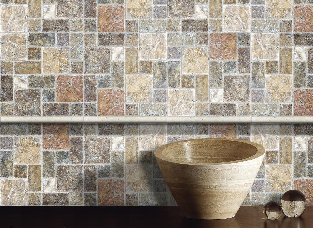 Satori Chiaro Natural Stone Travertine Pencil Liner Tile (1/2-in x 8-in)