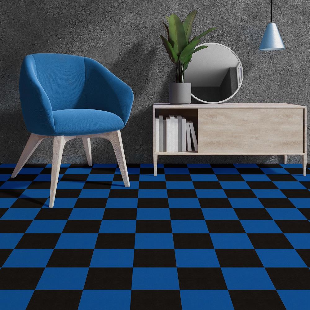 Perfection Floor Tile SodaPop Shoppe Black and Blue 20-in x 20-in Water Resistant Interlocking Luxury Flooring (16.7-sq ft)