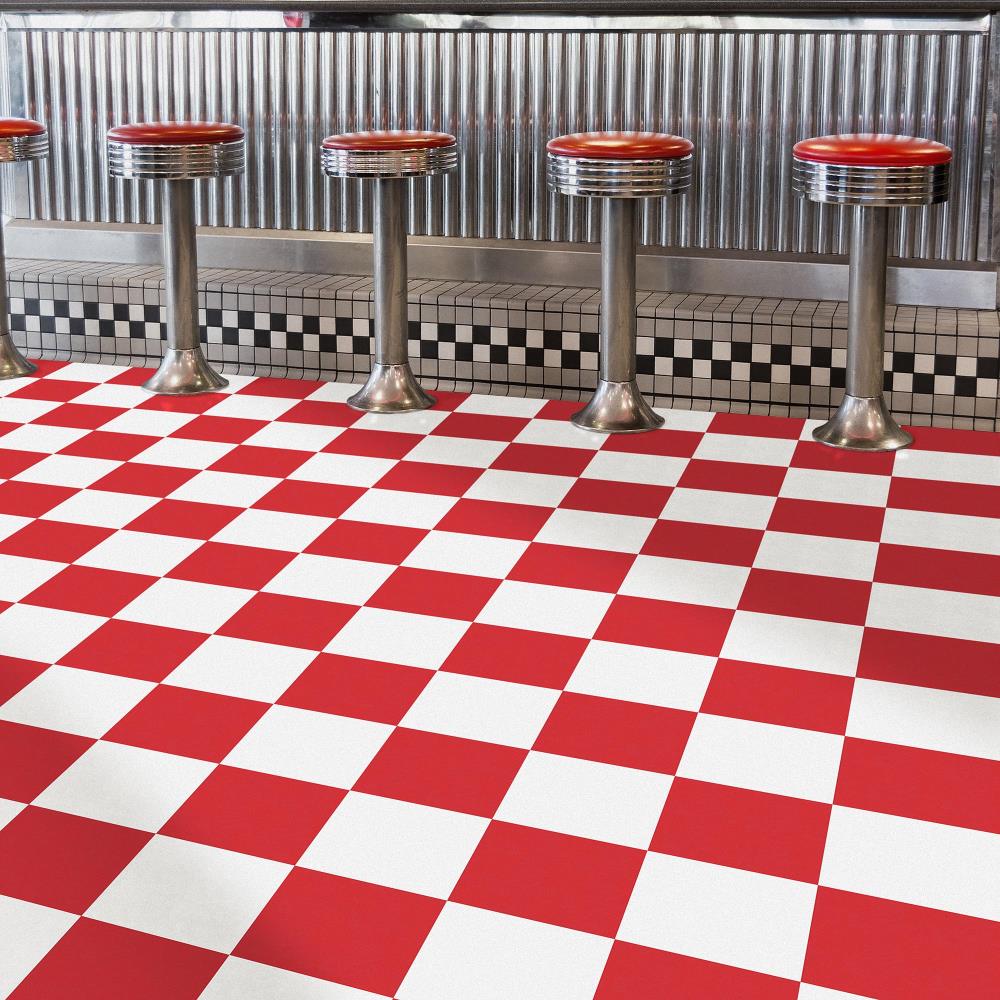 Perfection Floor Tile SodaPop Shoppe Red and White 20-in x 20-in Water Resistant Interlocking Luxury Flooring (16.7-sq ft)