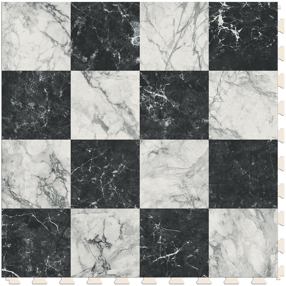 Perfection Floor Tile SodaPop Shoppe Black Marble (16) 20-in x 20-in Water-Resistant Interlocking Luxury Vinyl Tile Flooring, 16.7-sq ft Carton