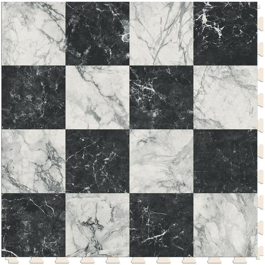 Perfection Floor Tile SodaPop Shoppe Black Marble (16) 20-in x 20-in Water-Resistant Interlocking Luxury Vinyl Tile Flooring, 16.7-sq ft Carton