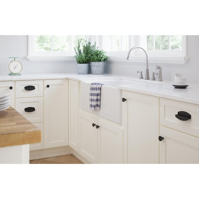 Brainerd Riveted Farmhouse 3-in or 3-3/4-in (76Mm or 96mm) Center to Center Matte Black Dual Mount Rectangular Cup Drawer Pull