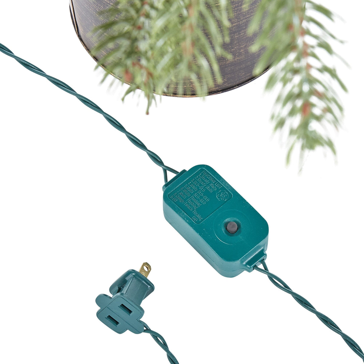 GE 3.5-ft Oakmont Spruce Pre-Lit Slim Artificial Christmas Tree with 50 Multi-Function Color-Changing LED Lights