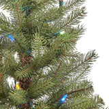 GE 3.5-ft Oakmont Spruce Pre-Lit Slim Artificial Christmas Tree with 50 Multi-Function Color-Changing LED Lights