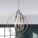 Progress Lighting Equinox 6-Light Brushed Nickel Transitional Globe Large Hanging Pendant Light