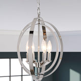 Progress Lighting Equinox 4-Light Polished Nickel Coastal Globe Medium Hanging Pendant Light