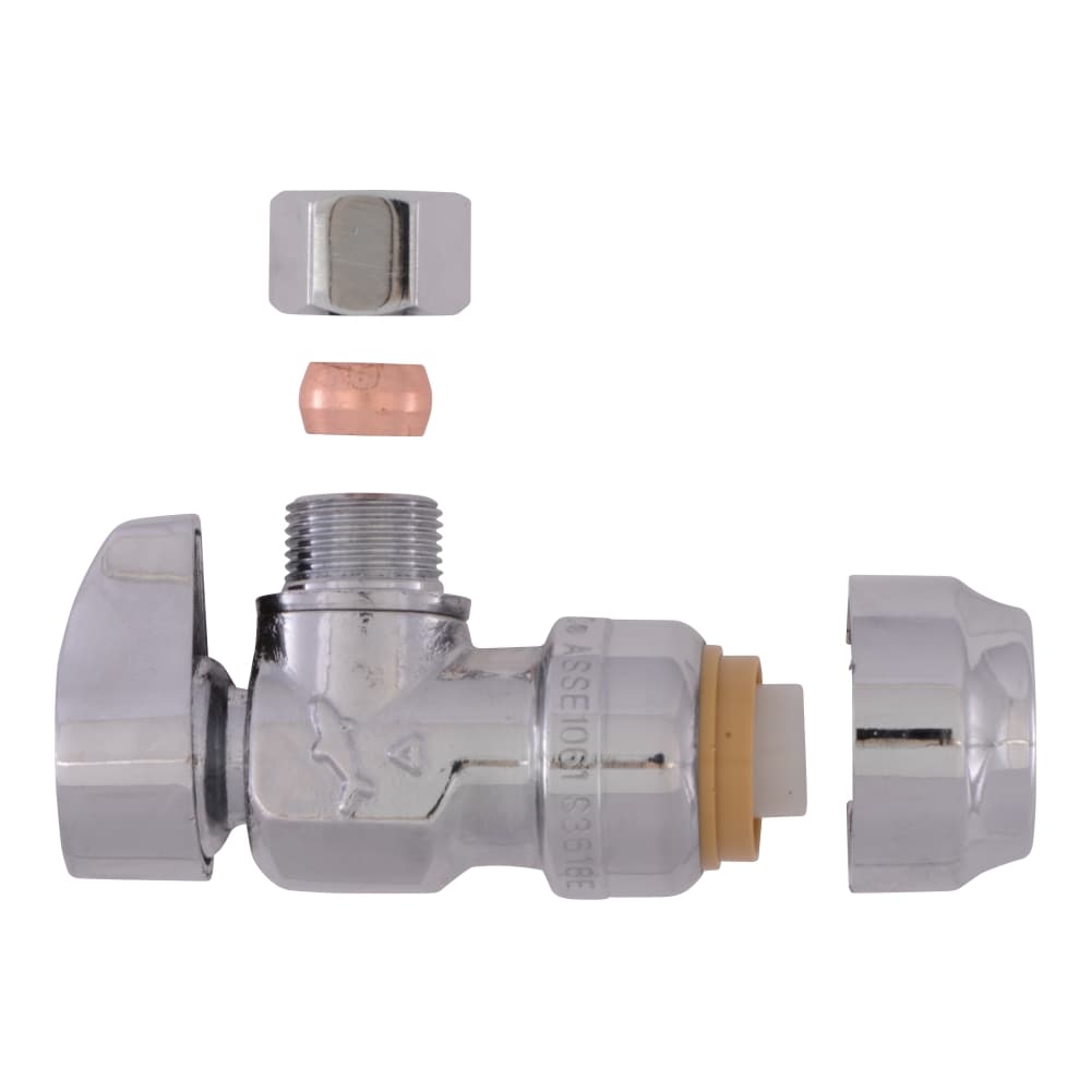SharkBite Brass 1/2-in Push-to-Connect x 3/8-in OD Compression Quarter Turn Angle Valve