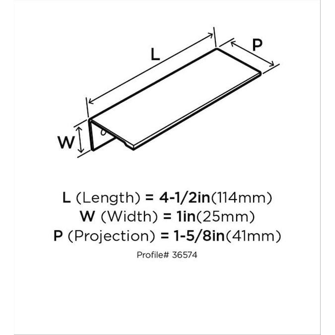 Amerock Edge Pull 3-in (76mm) Center to Center Rectangular Edge Drawer Pull