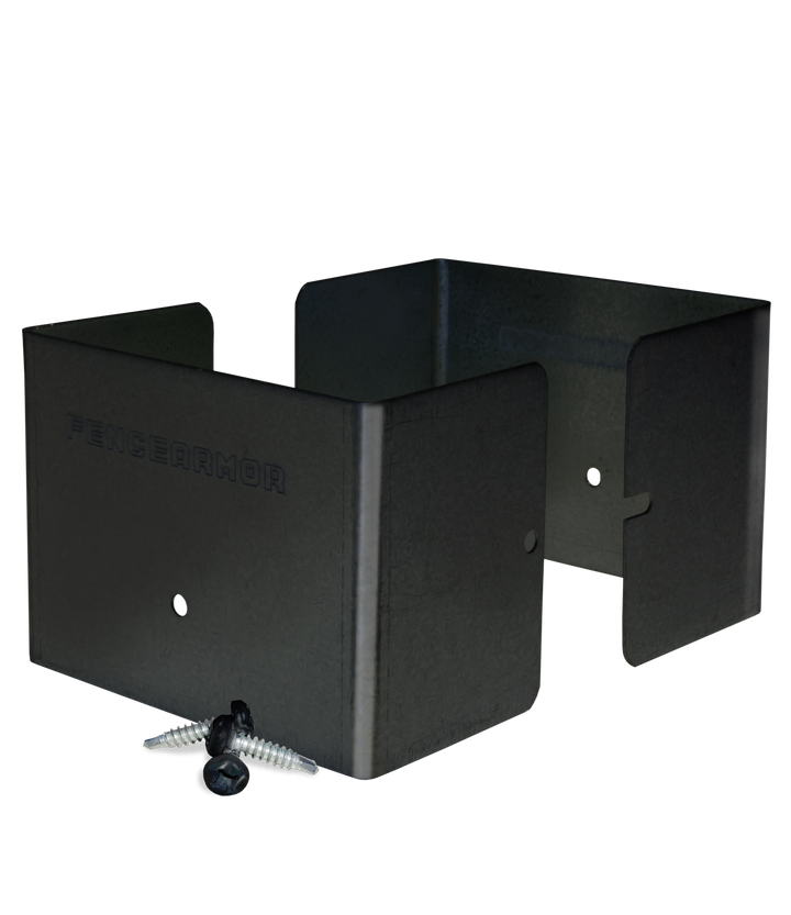 Fence Armor Full Protection Post Guard 5.5-in Powder Coated Black Galvanized Steel Bracket For Multiple Fence Types