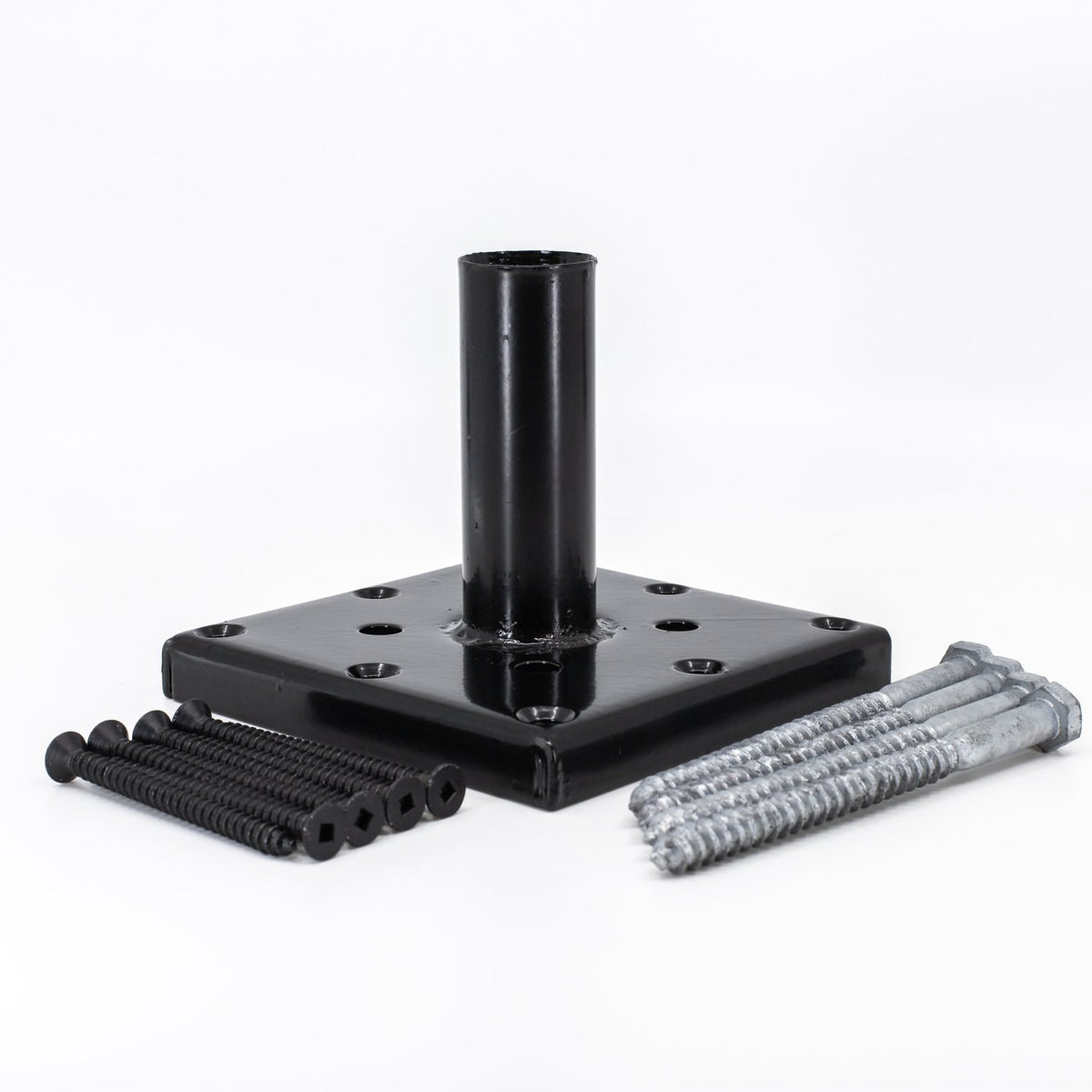 TITAN BUILDING PRODUCTS Titan Wood Post Anchor Kit - Black Painted Galvanized Steel Deck Post Stabilizer - Fits 5-1/2-in x 5-1/2-in Posts - Easy Installation