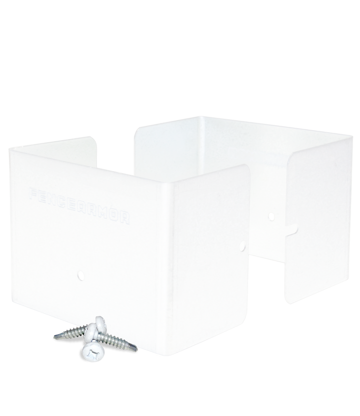 Fence Armor Full Protection Post Guard 5.5-in Powder Coated White Galvanized Steel Bracket For Multiple Fence Types