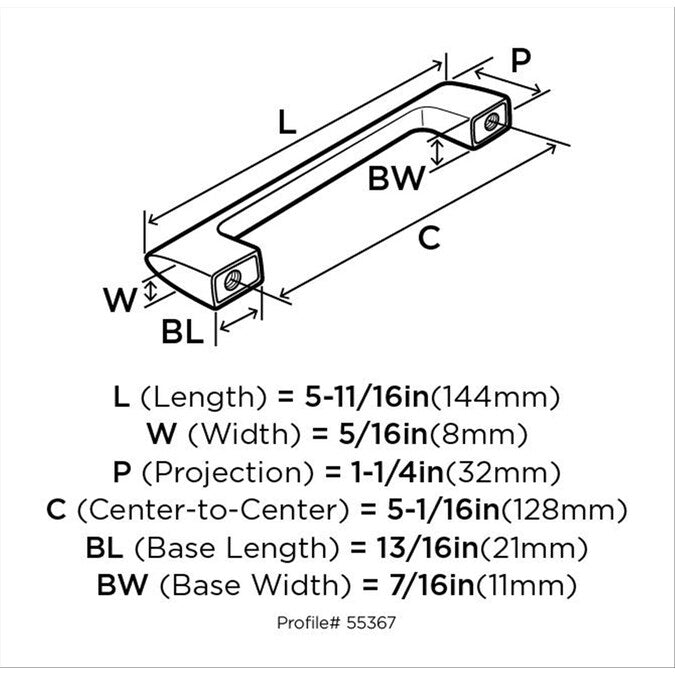 Amerock Riva (76mm) Center to Center Rectangular Bar Drawer Pull