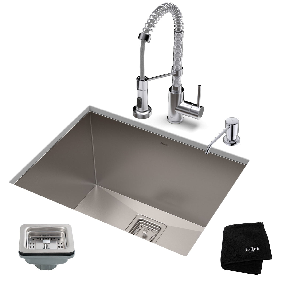 Kraus Stainless Steel Undermount Laundry Sink with Drain and Faucet
