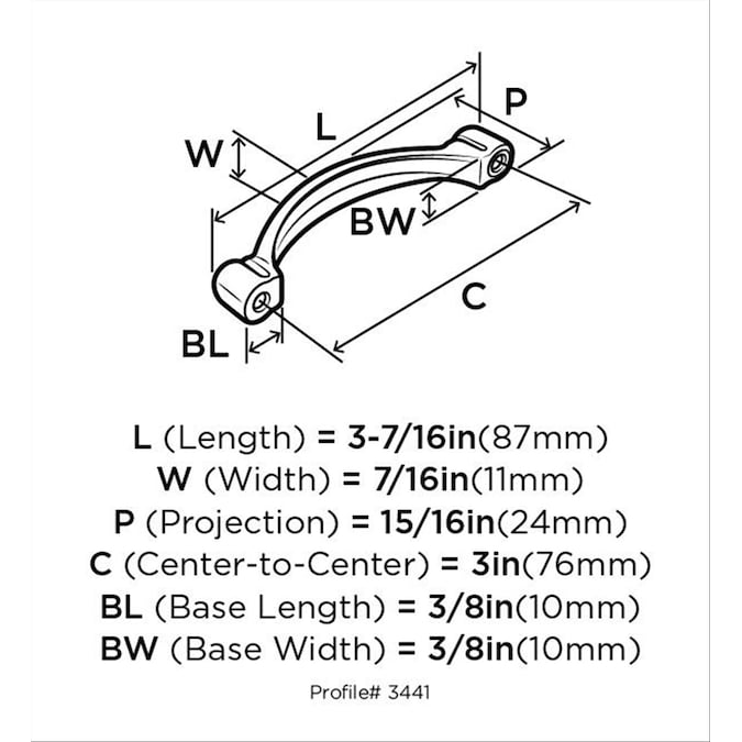 Amerock Everyday Heritage 3-in (76mm) Center to Center Burnished Brass Arch Handle Drawer Pull