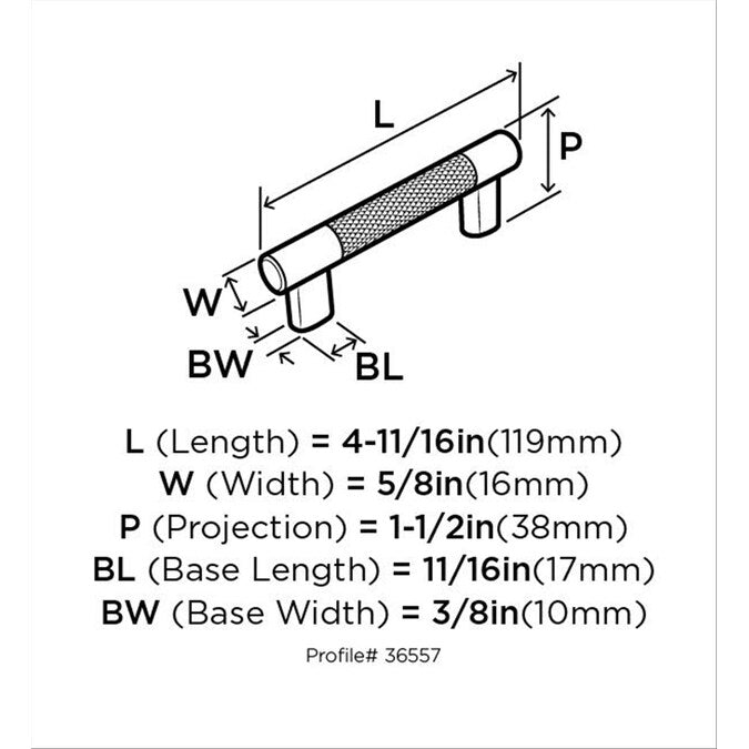Amerock Esquire 3-in or 3-3/4-in (76Mm or 96mm) Center to Center Dual Mount Cylindrical Bar Drawer Pull