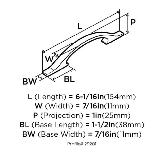 Amerock Conrad 3-3/4-in (96mm) Center to Center Satin Nickel Arch Handle Drawer Pull