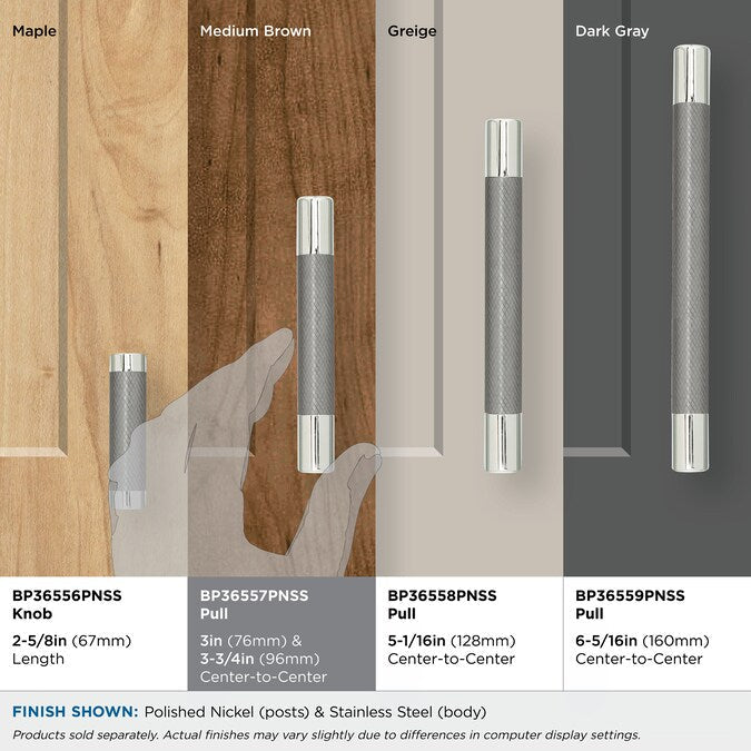 Amerock Esquire 3-in or 3-3/4-in (76Mm or 96mm) Center to Center Dual Mount Cylindrical Bar Drawer Pull
