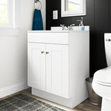 Project Source 24.5-in True White Single Sink Bathroom Vanity with White Cultured Marble Top, Dover Collection