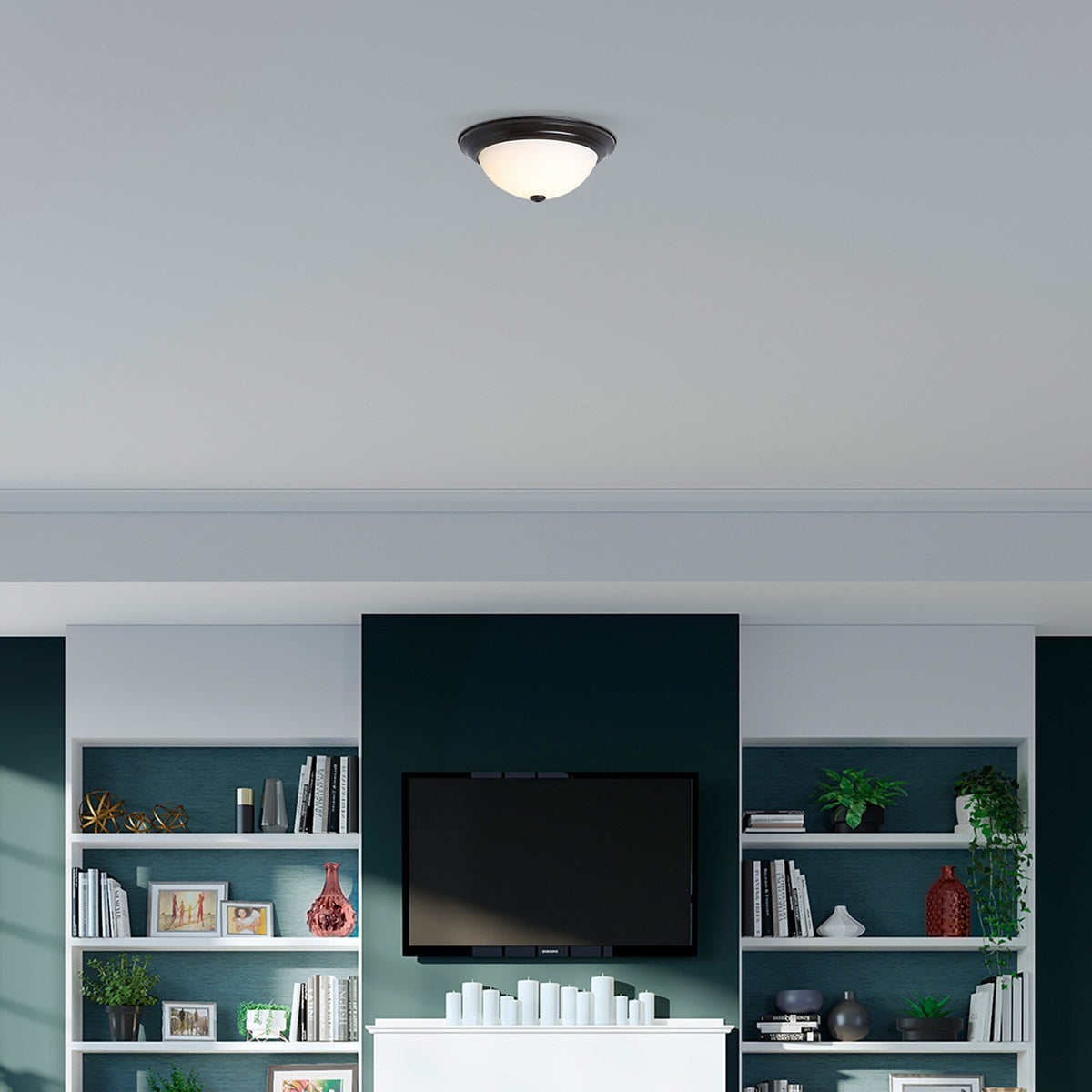 Project Source 2-Pack 13-in Bronze Transitional Integrated LED Flush Mount Ceiling Light, ENERGY STAR