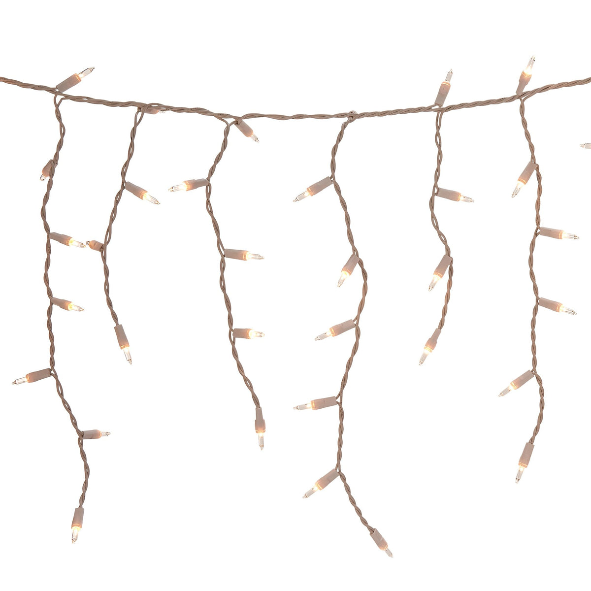 GE ConstantON 600-Count Clear Mini Incandescent Plug-In Christmas Icicle Lights, White Wire, 26.4-ft
