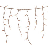 GE ConstantON 600-Count Clear Mini Incandescent Plug-In Christmas Icicle Lights, White Wire, 26.4-ft