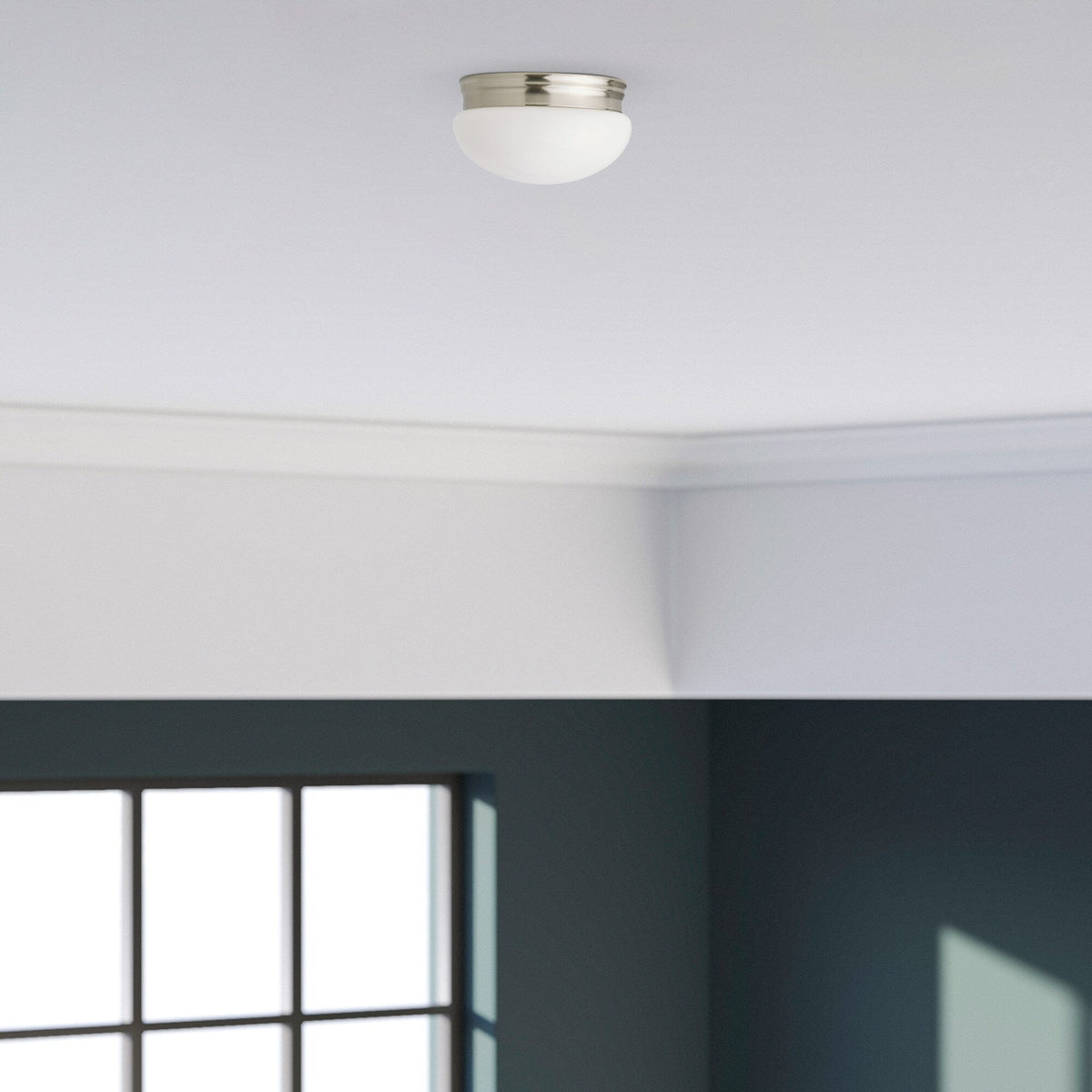Project Source 9.25-in Brushed Nickel Traditional Flush Mount Light