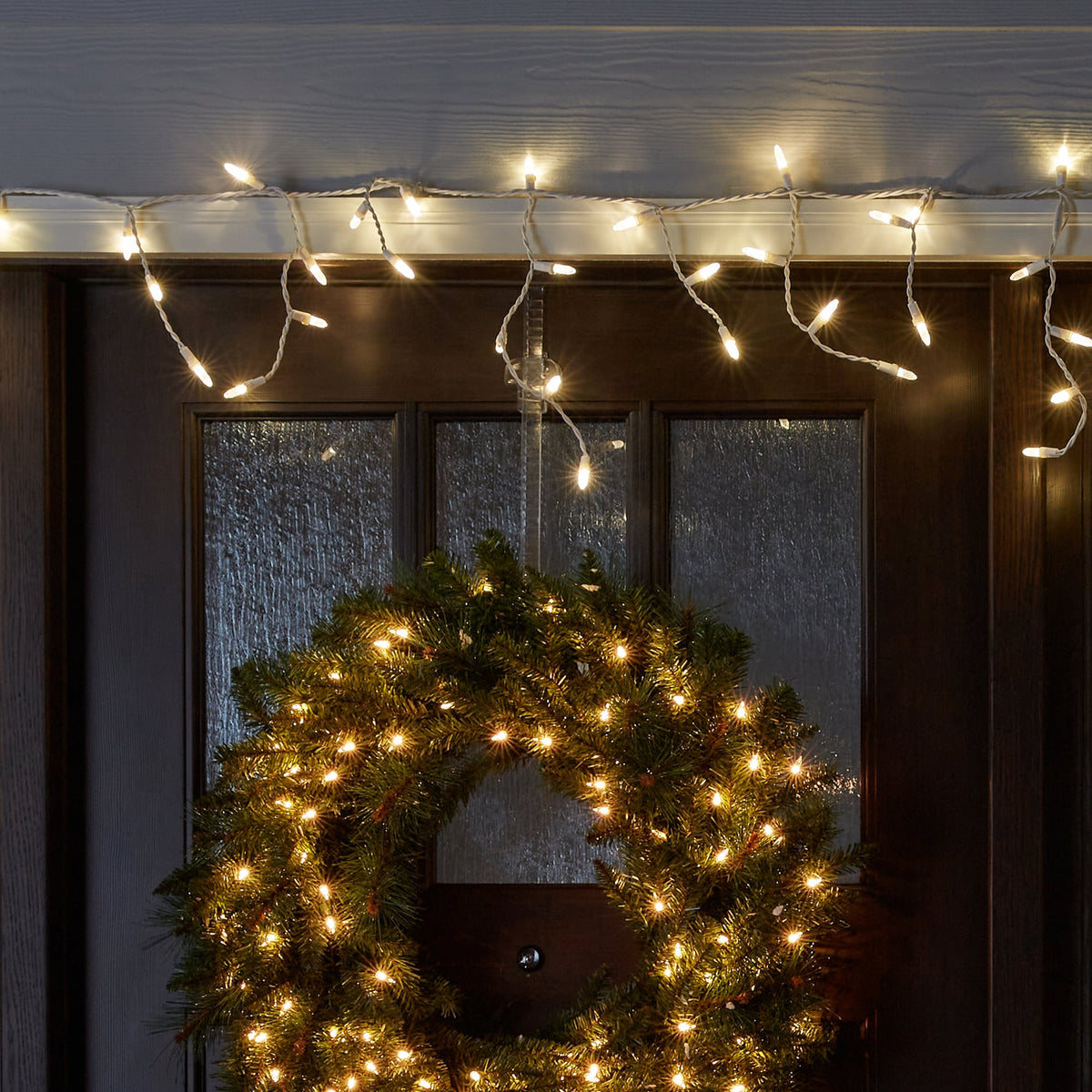 GE StayBright 100-Count Sparkling White Mini LED Plug-In Christmas Icicle Lights, Warm White, 10.8-ft Lighted Length