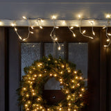 GE StayBright 100-Count Sparkling White Mini LED Plug-In Christmas Icicle Lights, Warm White, 10.8-ft Lighted Length