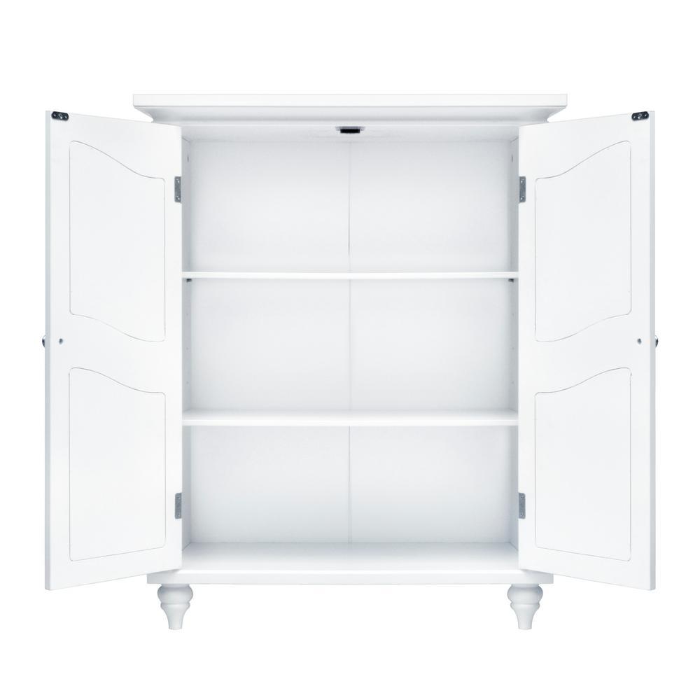 Venice 34 in. H x 27 in. W x 13-3/4 in. D Bathroom Linen Storage Floor Cabinet in White - Super Arbor