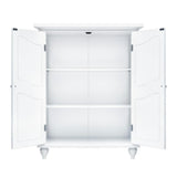 Venice 34 in. H x 27 in. W x 13-3/4 in. D Bathroom Linen Storage Floor Cabinet in White - Super Arbor