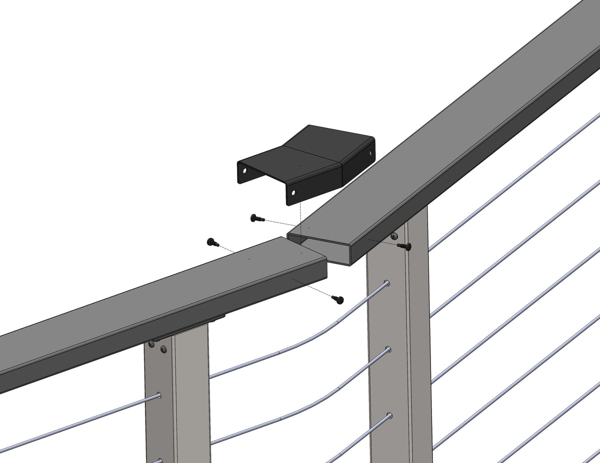 CityPost CP Black Rail Bracket for Decking, Porches, and Deck Stairs - Easy Install, Painted Galvanized Steel, 3-in x 6-in - 1 Pack